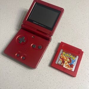 Nintendo Game Boy Advance SP in Red with Pokémon Cartridge